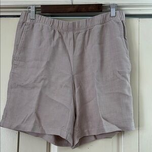 J. Jill Pure Jill Tan Elastic-Waist Linen-like Loose Slide on Shorts Medium